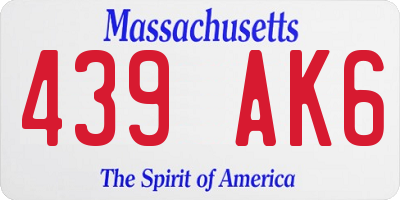 MA license plate 439AK6