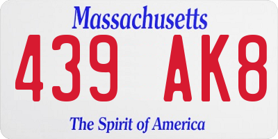 MA license plate 439AK8