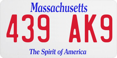 MA license plate 439AK9