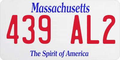 MA license plate 439AL2