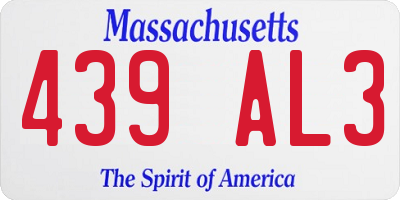 MA license plate 439AL3