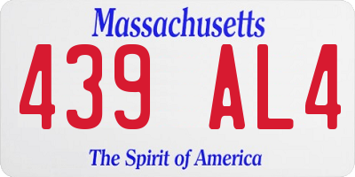 MA license plate 439AL4