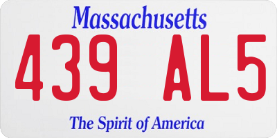 MA license plate 439AL5