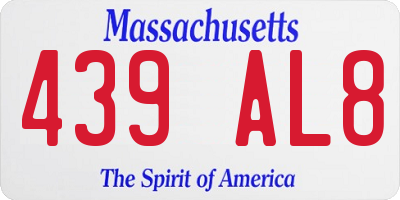 MA license plate 439AL8