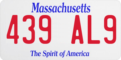 MA license plate 439AL9