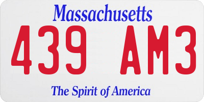 MA license plate 439AM3