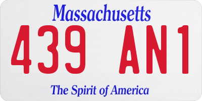 MA license plate 439AN1