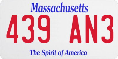 MA license plate 439AN3