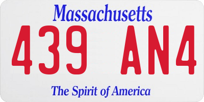 MA license plate 439AN4