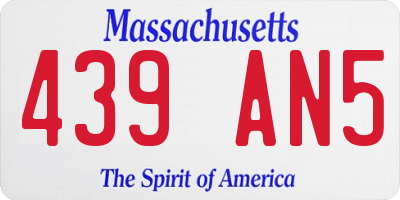 MA license plate 439AN5