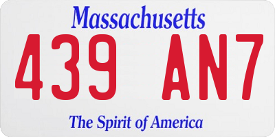 MA license plate 439AN7