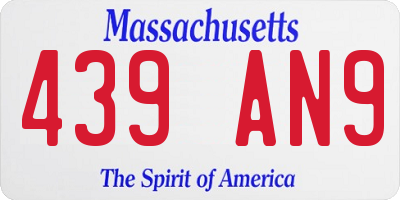 MA license plate 439AN9