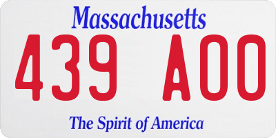 MA license plate 439AO0