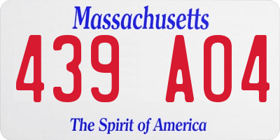 MA license plate 439AO4