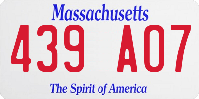MA license plate 439AO7