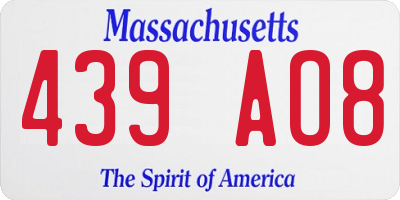 MA license plate 439AO8