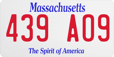 MA license plate 439AO9