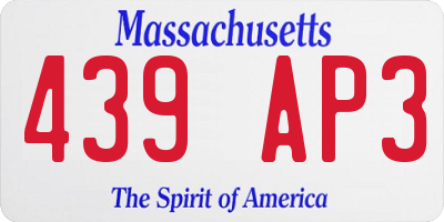 MA license plate 439AP3