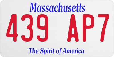 MA license plate 439AP7