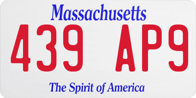 MA license plate 439AP9