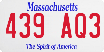 MA license plate 439AQ3