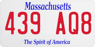 MA license plate 439AQ8