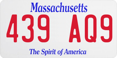 MA license plate 439AQ9