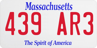 MA license plate 439AR3