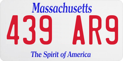 MA license plate 439AR9