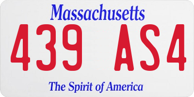 MA license plate 439AS4
