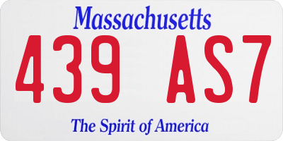 MA license plate 439AS7