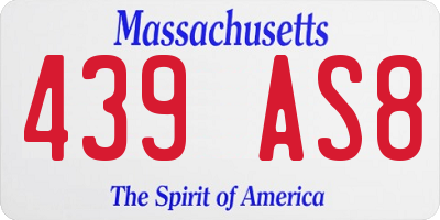 MA license plate 439AS8