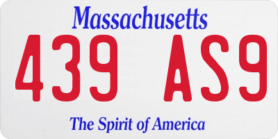 MA license plate 439AS9