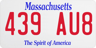 MA license plate 439AU8