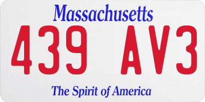 MA license plate 439AV3