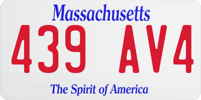 MA license plate 439AV4