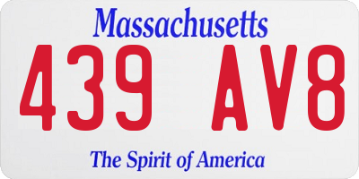 MA license plate 439AV8