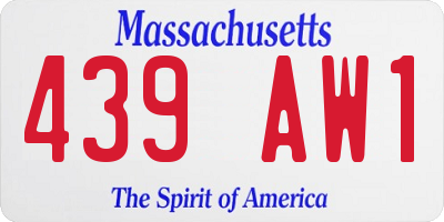 MA license plate 439AW1