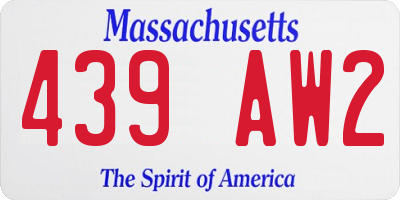 MA license plate 439AW2