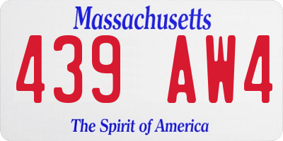 MA license plate 439AW4