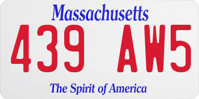 MA license plate 439AW5