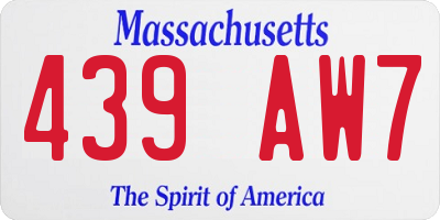 MA license plate 439AW7