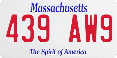 MA license plate 439AW9