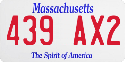 MA license plate 439AX2