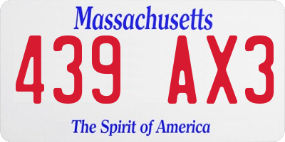 MA license plate 439AX3