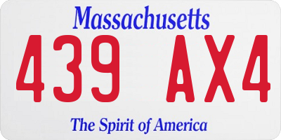MA license plate 439AX4
