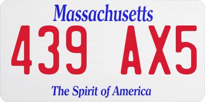 MA license plate 439AX5