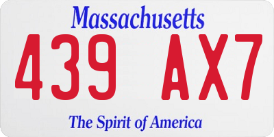 MA license plate 439AX7