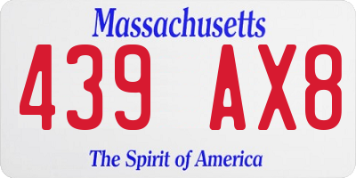 MA license plate 439AX8