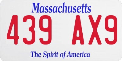 MA license plate 439AX9